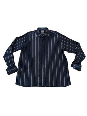 TD Thomas Dean Mens Pink Striped Flip Cuff Long Sleeve Button Up Shirt Sz. XXL